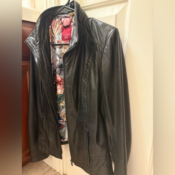 Ted Baker Women’s Black Leather Motorcycle Jacket!! - Picture 5 of 10